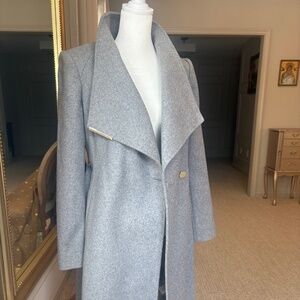 Ted Baker Sz 0 Grey Rose Wool Belted Wrap Coat